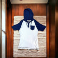 Broken Threads Hooded T Shirt Blue White Medium Unisex T-shirt, Sweatshirt, Hoodie, Long Sleeve Tee - T-Shirt, Sweatshirt, Hoodie