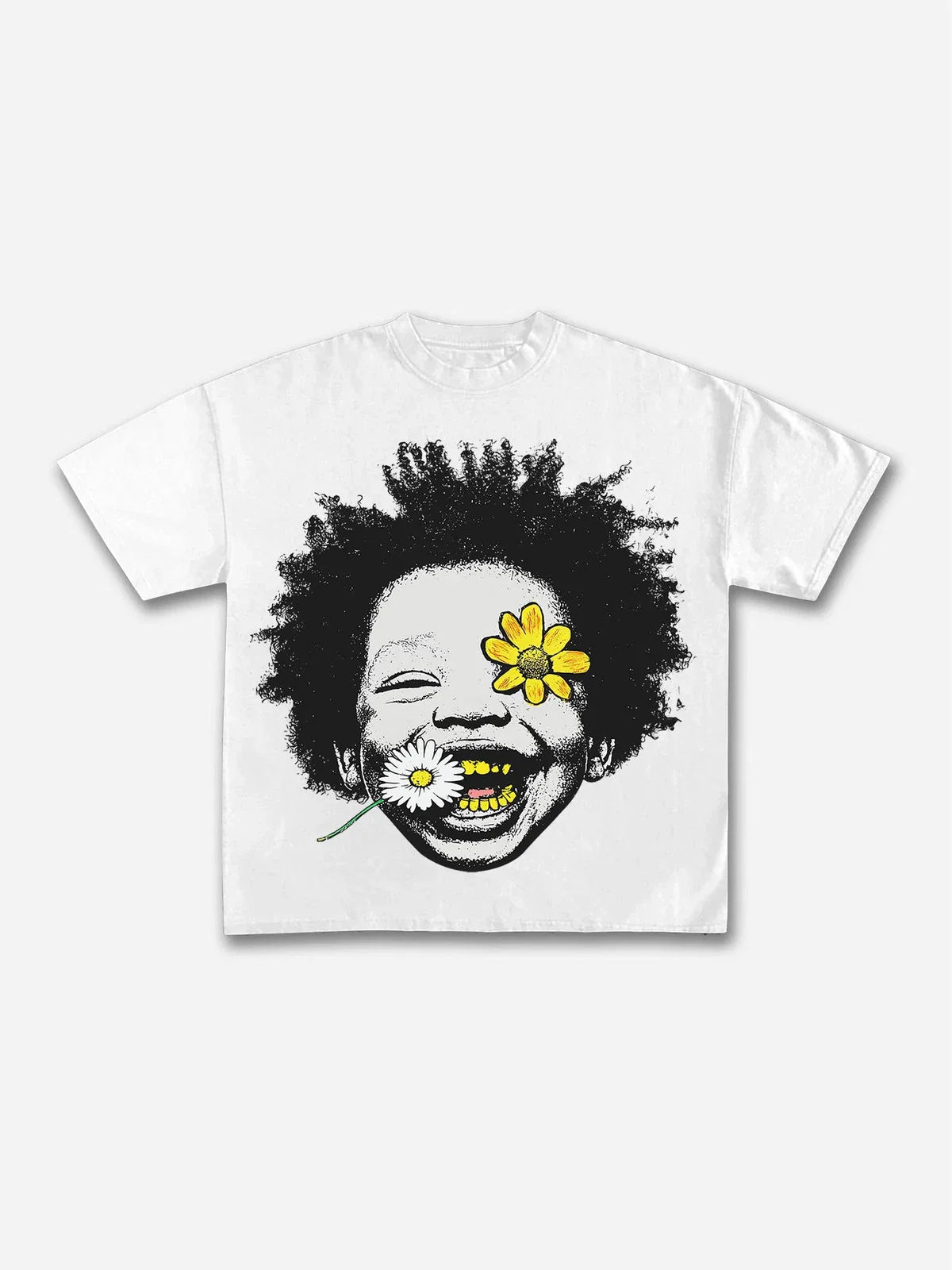 Bold Face Smile Daisy Kid Mens Y2K Graphic T Shirt Streetwear Cotton Tee S-3XL Unisex T-shirt, Sweatshirt, Hoodie, Long Sleeve Tee - T-Shirt, Sweatshirt, Hoodie