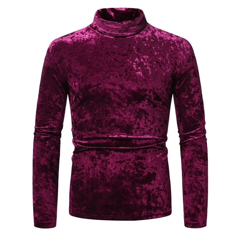 Long Sleeve Velvet Turtleneck Top for Men Perfect Addition to Casual Attire Unisex T-shirt, Sweatshirt, Hoodie, Long Sleeve Tee - T-Shirt, Sweatshirt, Hoodie