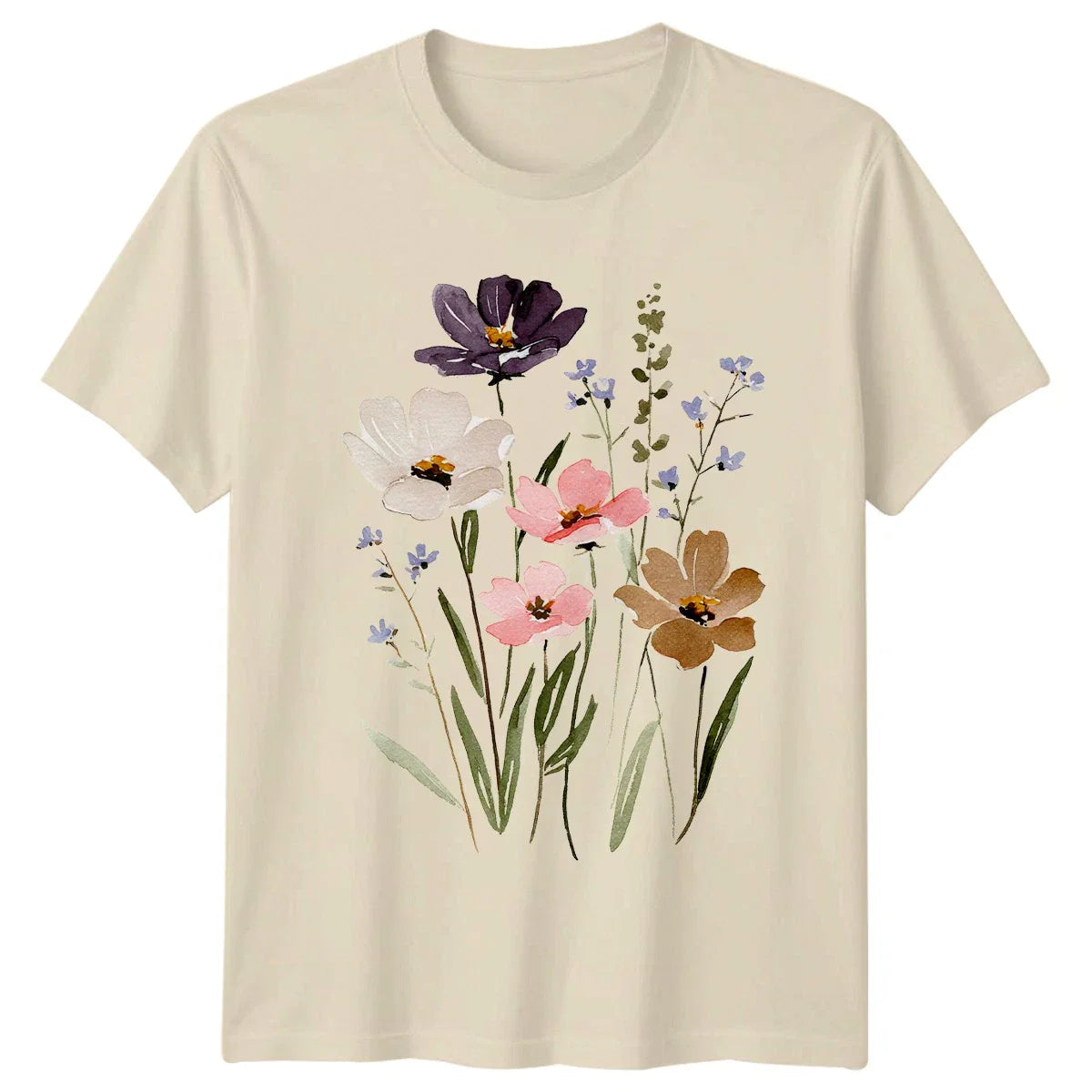 Aesthetic Wildflower Watercolor Art Botanical Womens T-Shirt Botanical Floral Unisex T-shirt, Sweatshirt, Hoodie, Long Sleeve Tee - T-Shirt, Sweatshirt, Hoodie