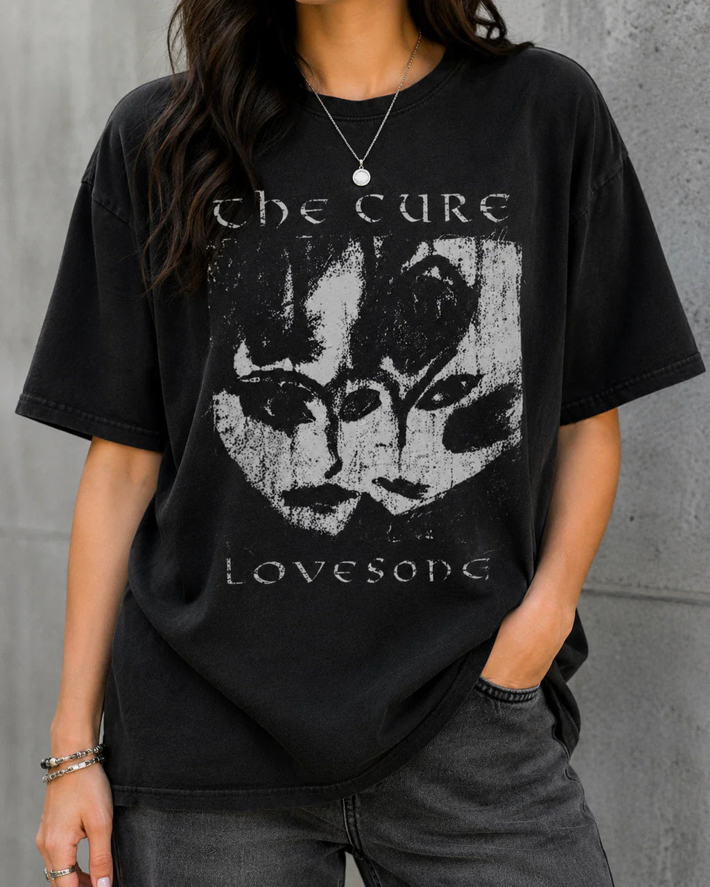 Gothic Faces Graphic T-Shirt Vintage Dark Aesthetic Alternative Style Tee Unisex T-shirt, Sweatshirt, Hoodie, Long Sleeve Tee - T-Shirt, Sweatshirt, Hoodie