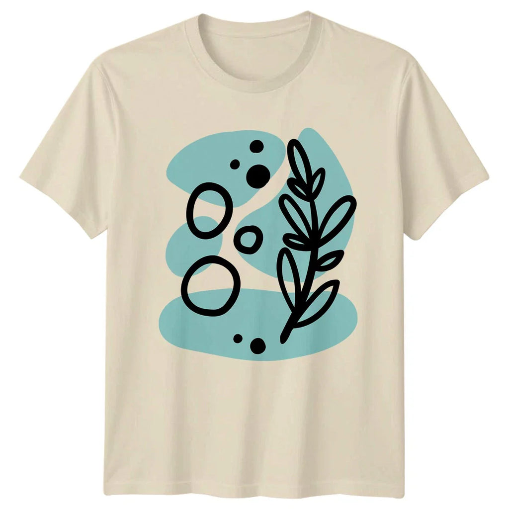 Minimalist Botanical Leaf And Dots T-Shirt Abstract Art Nature Birthday Gift Unisex T-shirt, Sweatshirt, Hoodie, Long Sleeve Tee - T-Shirt, Sweatshirt, Hoodie