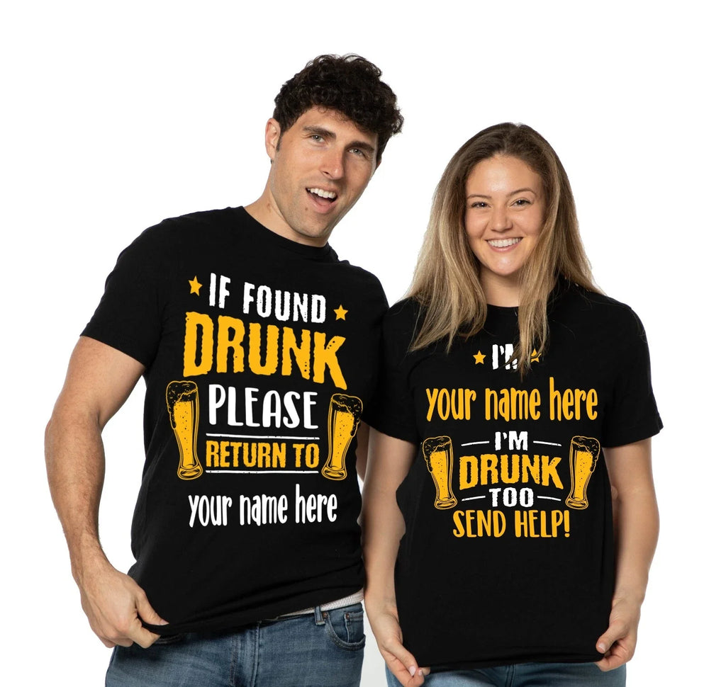 Couple Custom Matching Shirts Funny Couple Drinking Beer Party Shirts Custom Tee Unisex T-shirt, Sweatshirt, Hoodie, Long Sleeve Tee - T-Shirt, Sweatshirt, Hoodie