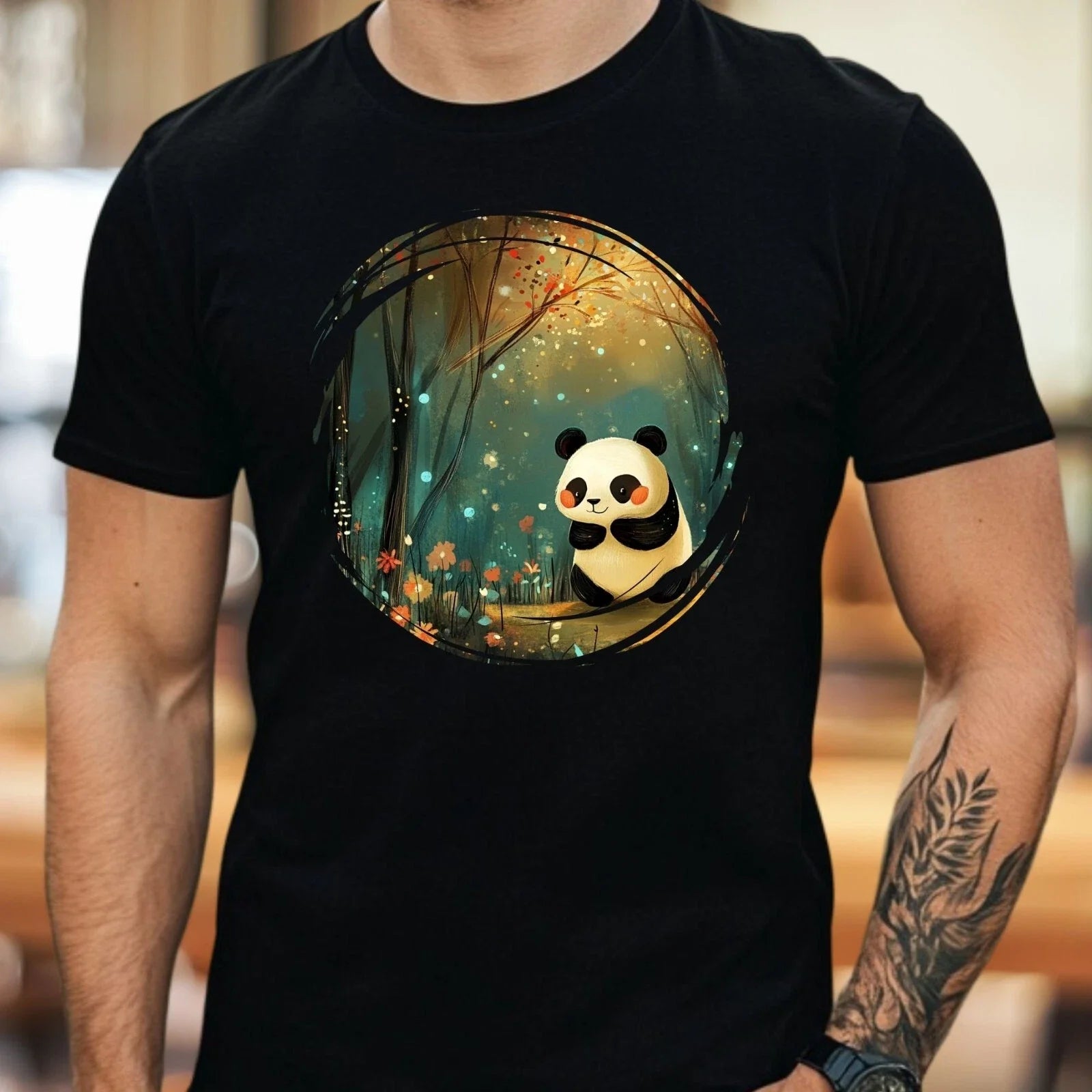 Mens Panda Motif Cotton T-Shirt Size XS to 5XL Unisex T-shirt, Sweatshirt, Hoodie, Long Sleeve Tee - T-Shirt, Sweatshirt, Hoodie