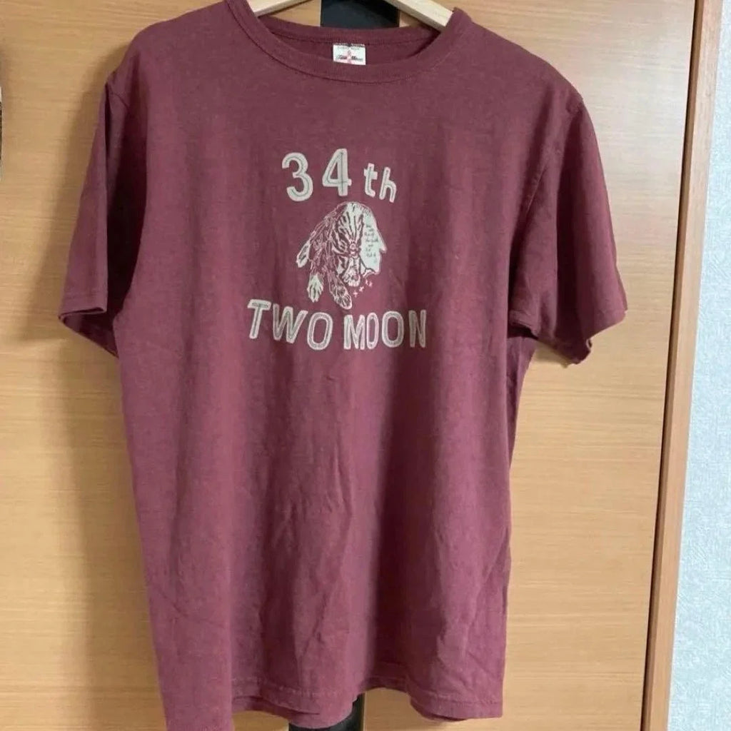 Two Moon 34th T-Shirt Wine Red Size L Cotton Unisex T-shirt, Sweatshirt, Hoodie, Long Sleeve Tee - T-Shirt, Sweatshirt, Hoodie