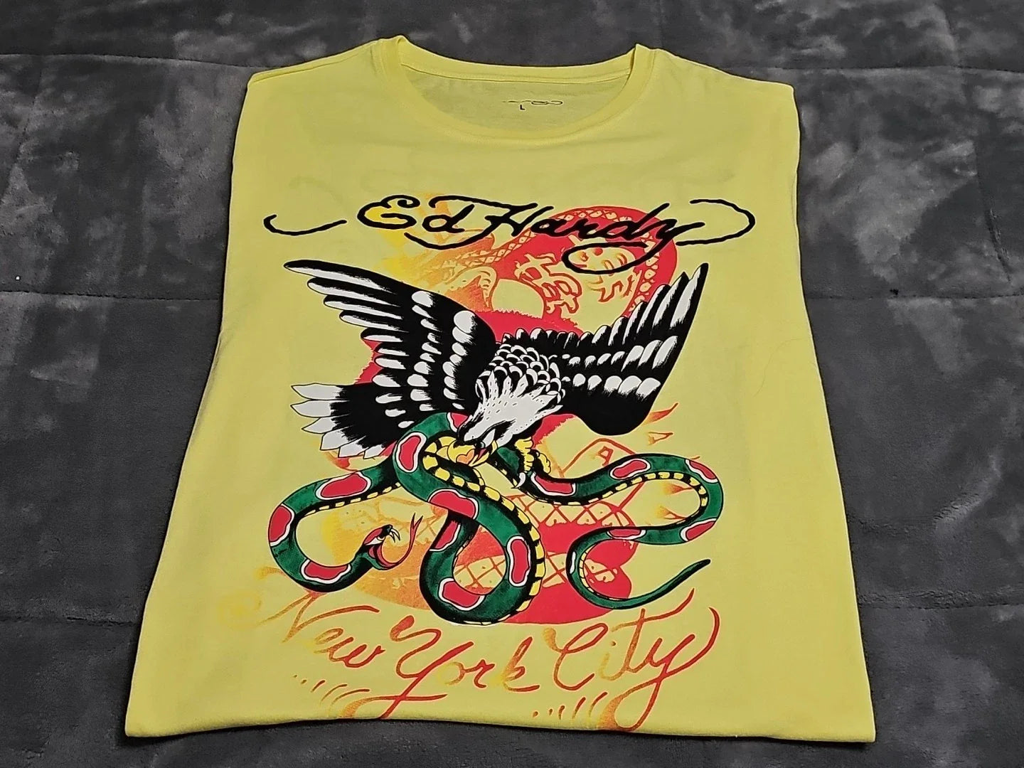 Ed Hardy NEW Artistic Edgy New York City Snake Bald Eagle Retro Tshirt SZ Large Unisex T-shirt, Sweatshirt, Hoodie, Long Sleeve Tee - T-Shirt, Sweatshirt, Hoodie
