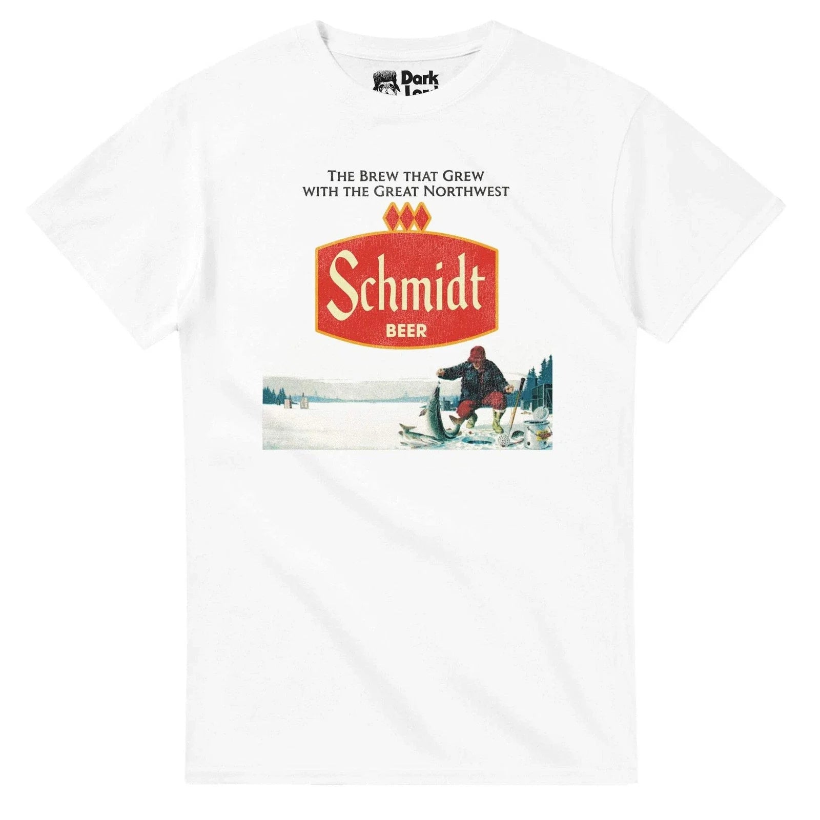 Schmidt Beer Retro Defunct Ice Fishing Nature Scene T-Shirt Unisex T-shirt, Sweatshirt, Hoodie, Long Sleeve Tee - T-Shirt, Sweatshirt, Hoodie