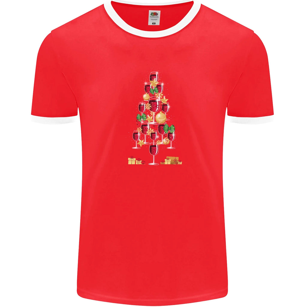 Wine Christmas Tree Xmas Alcohol Funny Mens Ringer T-Shirt FotL Unisex T-shirt, Sweatshirt, Hoodie, Long Sleeve Tee - T-Shirt, Sweatshirt, Hoodie