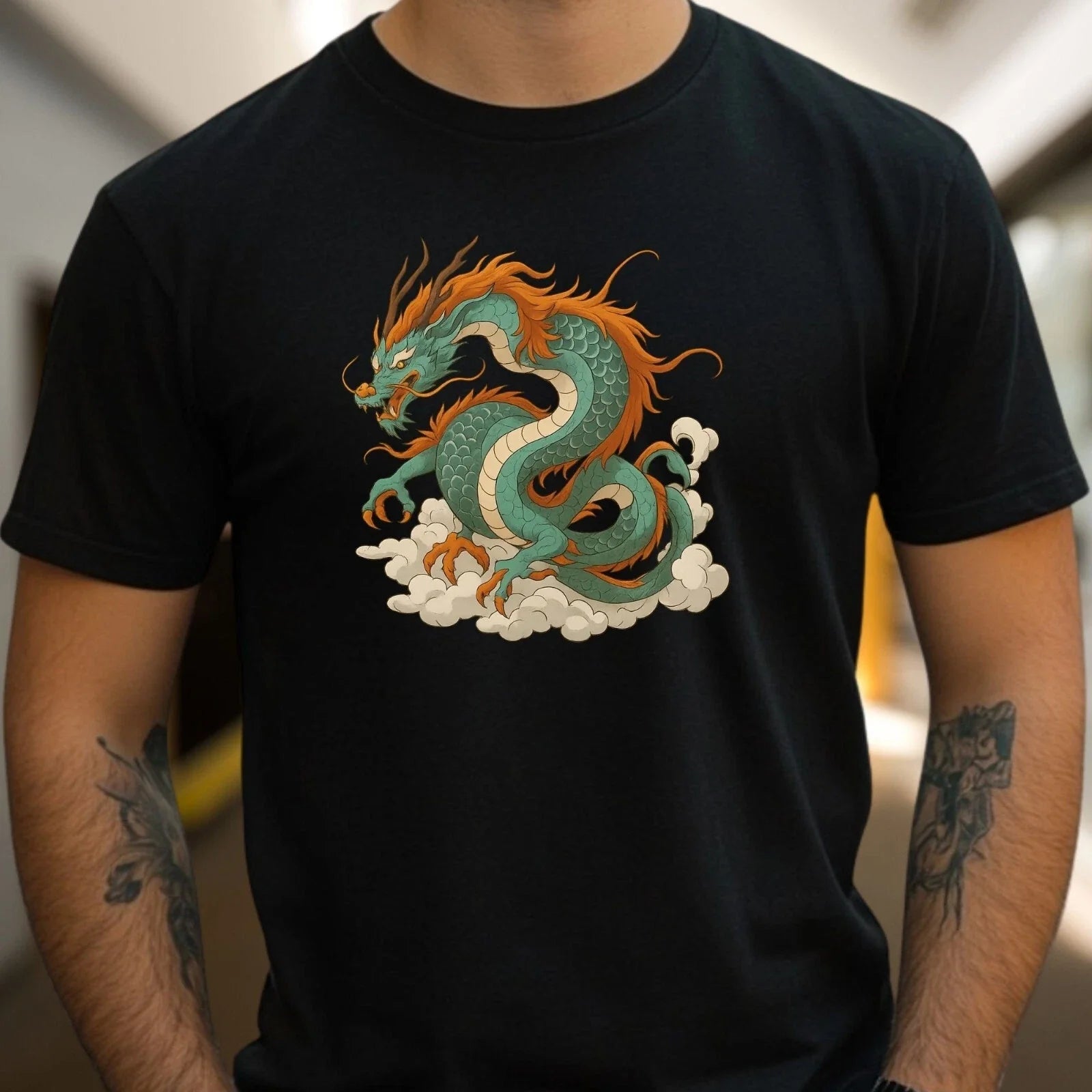 Mens Dragon Motif Cotton T-Shirt Size XS to 5XL Unisex T-shirt, Sweatshirt, Hoodie, Long Sleeve Tee - T-Shirt, Sweatshirt, Hoodie