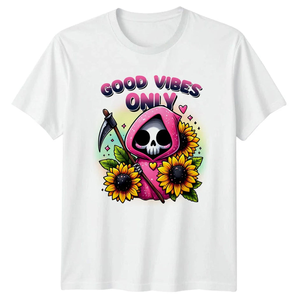 Good Vibes Only Cute Grim Womens T-Shirt Kawaii Goth Lifestyle Birthday Unisex T-shirt, Sweatshirt, Hoodie, Long Sleeve Tee - T-Shirt, Sweatshirt, Hoodie
