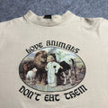 Vintage RARE 80s Love Animals Don't Eat Them Long Sleeve Activism Art T Shirt M Unisex T-shirt, Sweatshirt, Hoodie, Long Sleeve Tee - T-Shirt, Sweatshirt, Hoodie