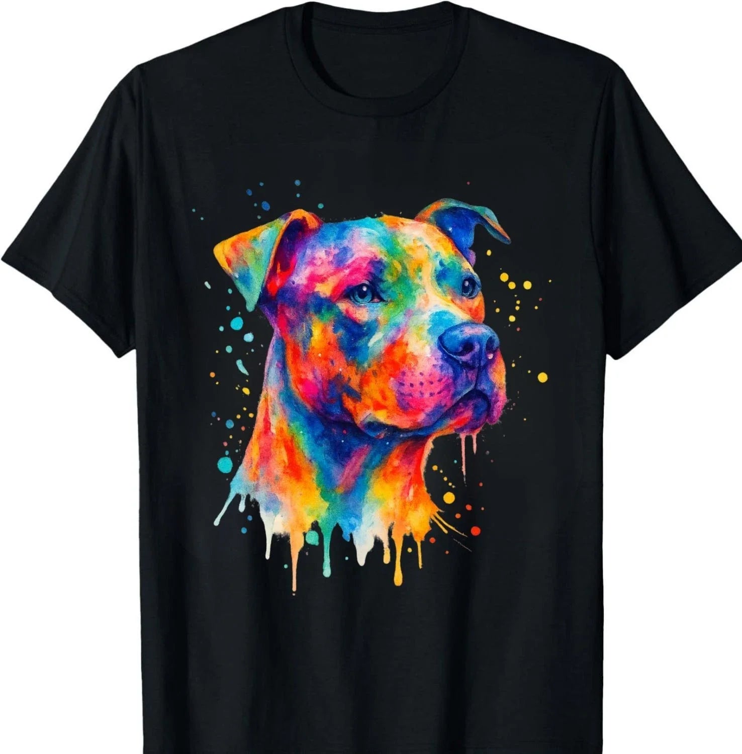 Colorful Pit Bull Watercolor Splash Art T-Shirt  Vibrant Dog Lover Gift Tee Unisex T-shirt, Sweatshirt, Hoodie, Long Sleeve Tee - T-Shirt, Sweatshirt, Hoodie