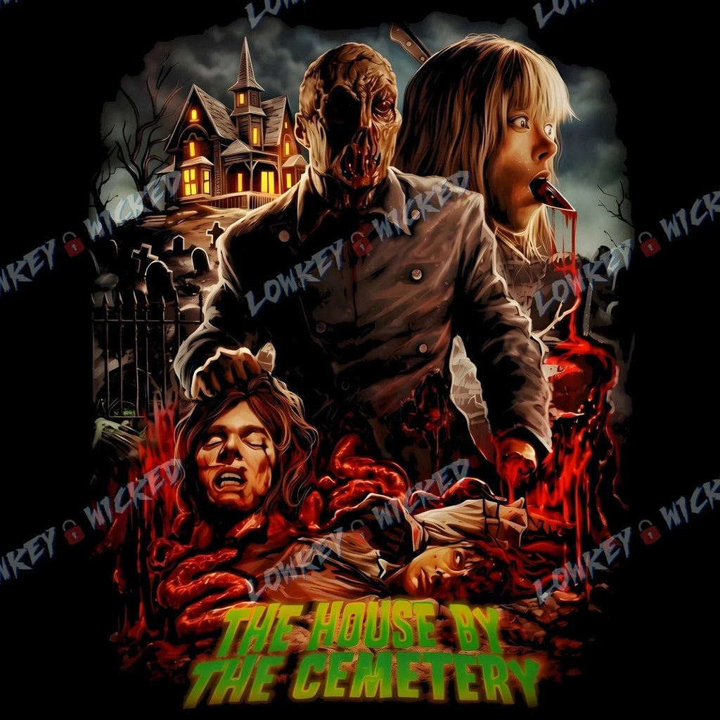 House ByThe Cemetery Movie T-Shirt | Lucio Fulci Horror Tee | Italian 80's Cult Unisex T-shirt, Sweatshirt, Hoodie, Long Sleeve Tee - T-Shirt, Sweatshirt, Hoodie