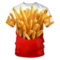 Creative Food Pattern T Shirts Hamburg Pizza Steak French Fries Men's T-Shirts Unisex T-shirt, Sweatshirt, Hoodie, Long Sleeve Tee - T-Shirt, Sweatshirt, Hoodie
