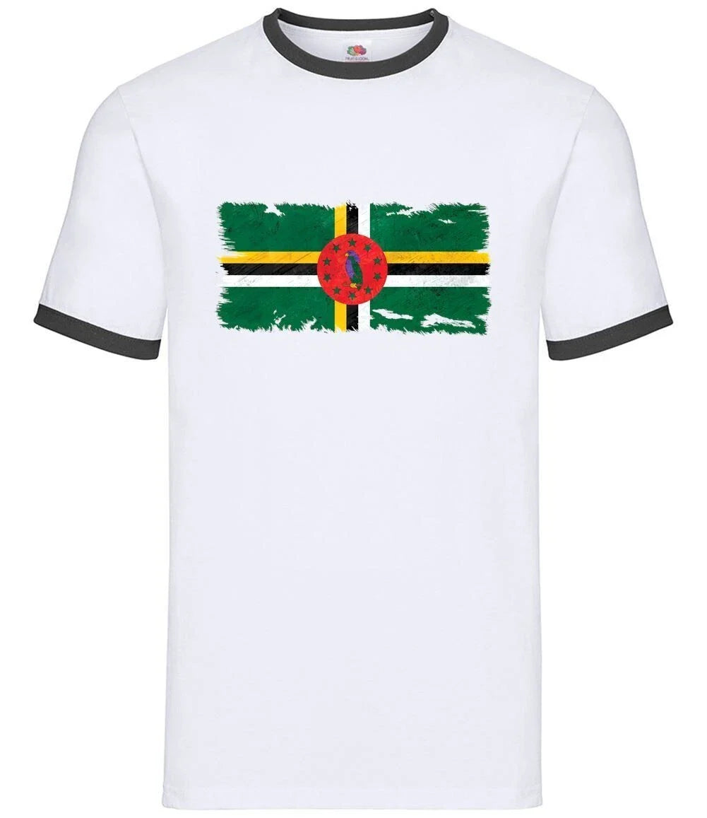 Dominica Grunge Style Flag - Men Contrast - Republic Country Love Live Unisex T-shirt, Sweatshirt, Hoodie, Long Sleeve Tee - T-Shirt, Sweatshirt, Hoodie