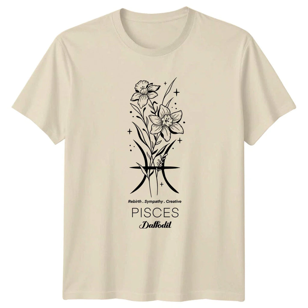 Rebirth Sympathy Creative Pisces Daffodil T-Shirt Pisces Birth Flower Zodiac Unisex T-shirt, Sweatshirt, Hoodie, Long Sleeve Tee - T-Shirt, Sweatshirt, Hoodie