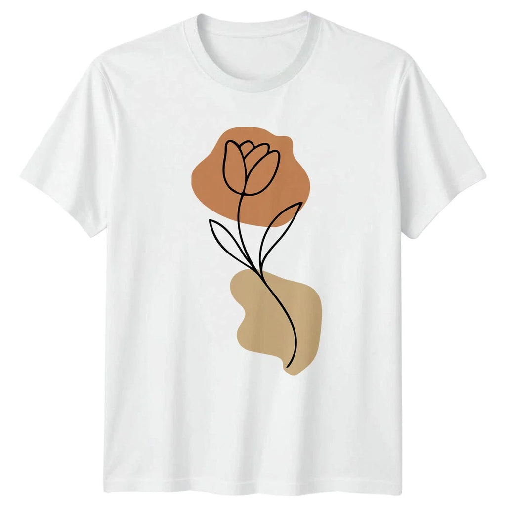 Minimalist Tulip Flower Art T-Shirt Minimalist Abstract Floral Botanical Unisex T-shirt, Sweatshirt, Hoodie, Long Sleeve Tee - T-Shirt, Sweatshirt, Hoodie