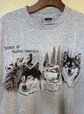 Voice of Native America Wolf Mens Gray T Shirt Size L Y2K Unisex T-shirt, Sweatshirt, Hoodie, Long Sleeve Tee - T-Shirt, Sweatshirt, Hoodie