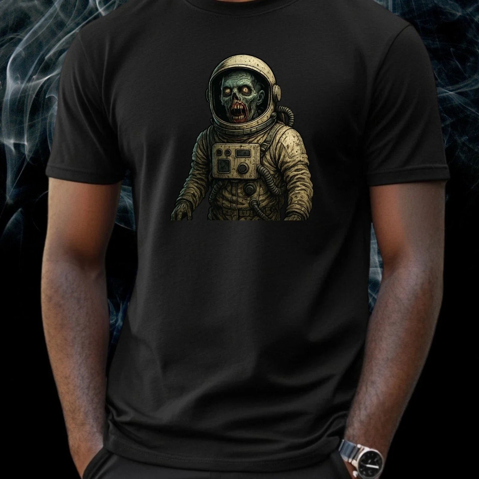 Mens Zombie Astronaut Print Cotton T-Shirt Size XS to 5XL Unisex T-shirt, Sweatshirt, Hoodie, Long Sleeve Tee - T-Shirt, Sweatshirt, Hoodie