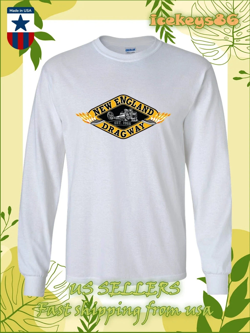 New England Dragway Logo Men's Long Sleeve T-Shirt American T-Shirt Unisex T-shirt, Sweatshirt, Hoodie, Long Sleeve Tee - T-Shirt, Sweatshirt, Hoodie