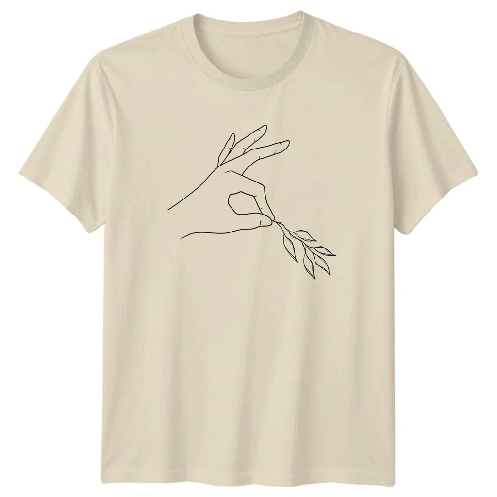 Minimalist Line Art Hand Holding Olive T-Shirt Botanical Nature Unisex T-shirt, Sweatshirt, Hoodie, Long Sleeve Tee - T-Shirt, Sweatshirt, Hoodie