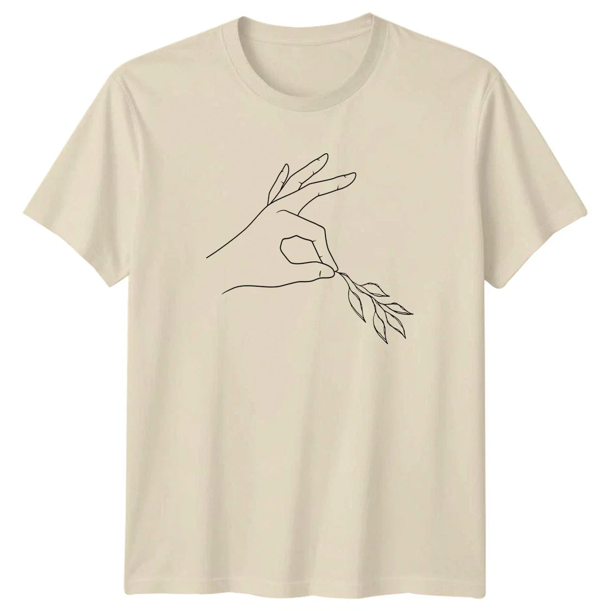 Minimalist Line Art Hand Holding Olive T-Shirt Botanical Nature Unisex T-shirt, Sweatshirt, Hoodie, Long Sleeve Tee - T-Shirt, Sweatshirt, Hoodie