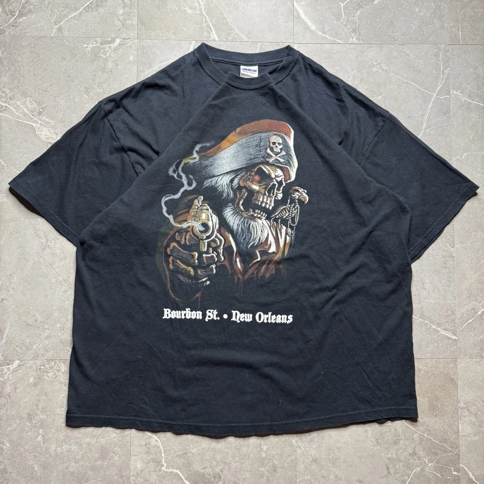 Vintage 2000s Bourbon Street New Orleans Skeleton Pirate T-Shirt Mens 2XL Unisex T-shirt, Sweatshirt, Hoodie, Long Sleeve Tee - T-Shirt, Sweatshirt, Hoodie