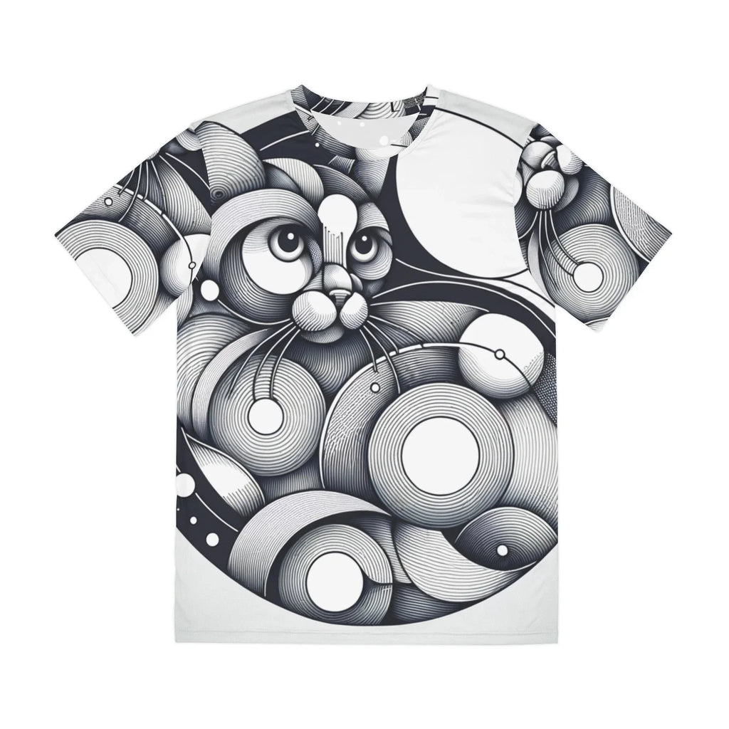 All Over Print T Shirt Geometric Line Art Cat Silver Minimalist Unisex T-shirt, Sweatshirt, Hoodie, Long Sleeve Tee - T-Shirt, Sweatshirt, Hoodie