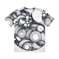 All Over Print T Shirt Geometric Line Art Cat Silver Minimalist Unisex T-shirt, Sweatshirt, Hoodie, Long Sleeve Tee - T-Shirt, Sweatshirt, Hoodie