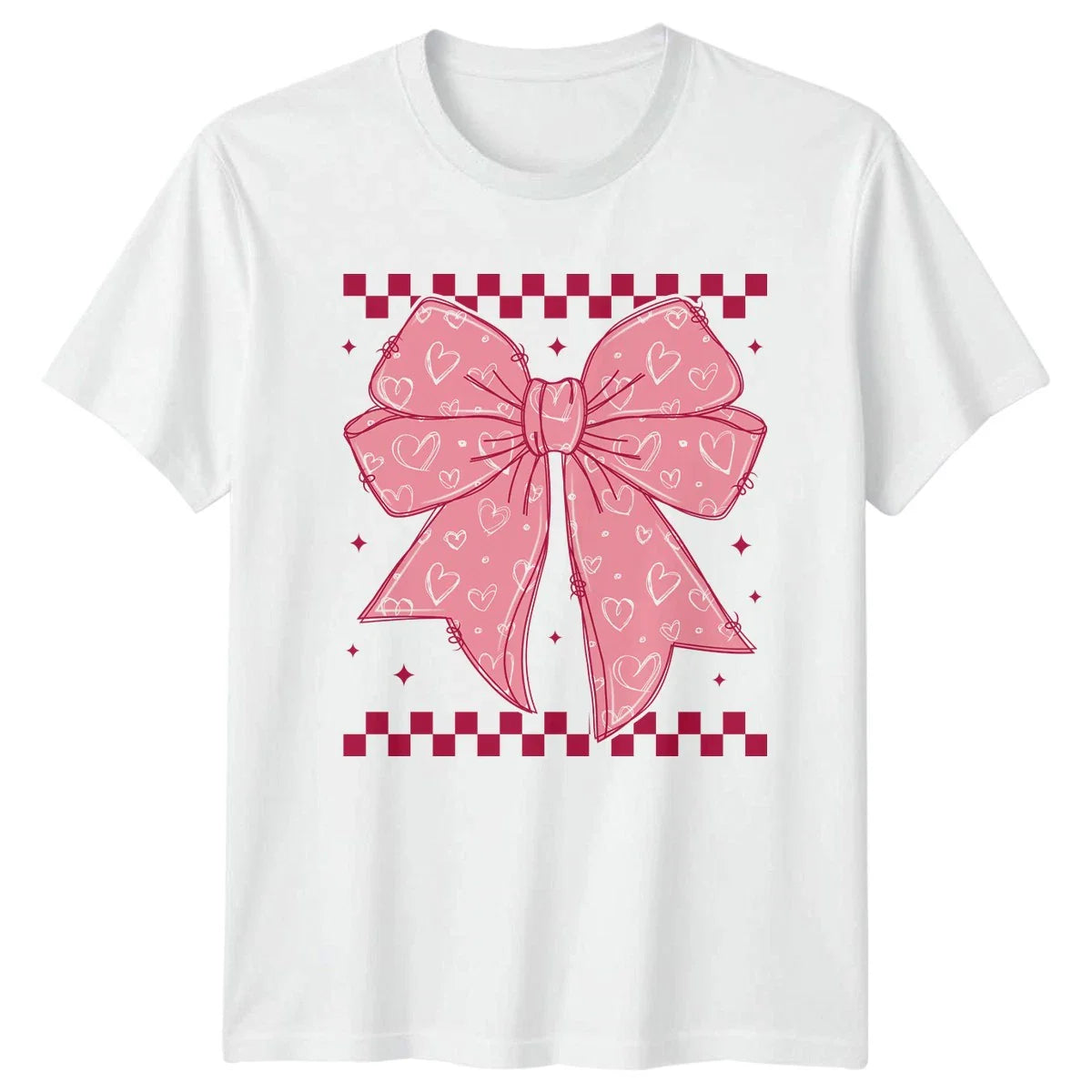 Pink Doodle Bow Heart Kawaii Womens T-Shirt Coquette Aesthetic Fashion Unisex T-shirt, Sweatshirt, Hoodie, Long Sleeve Tee - T-Shirt, Sweatshirt, Hoodie