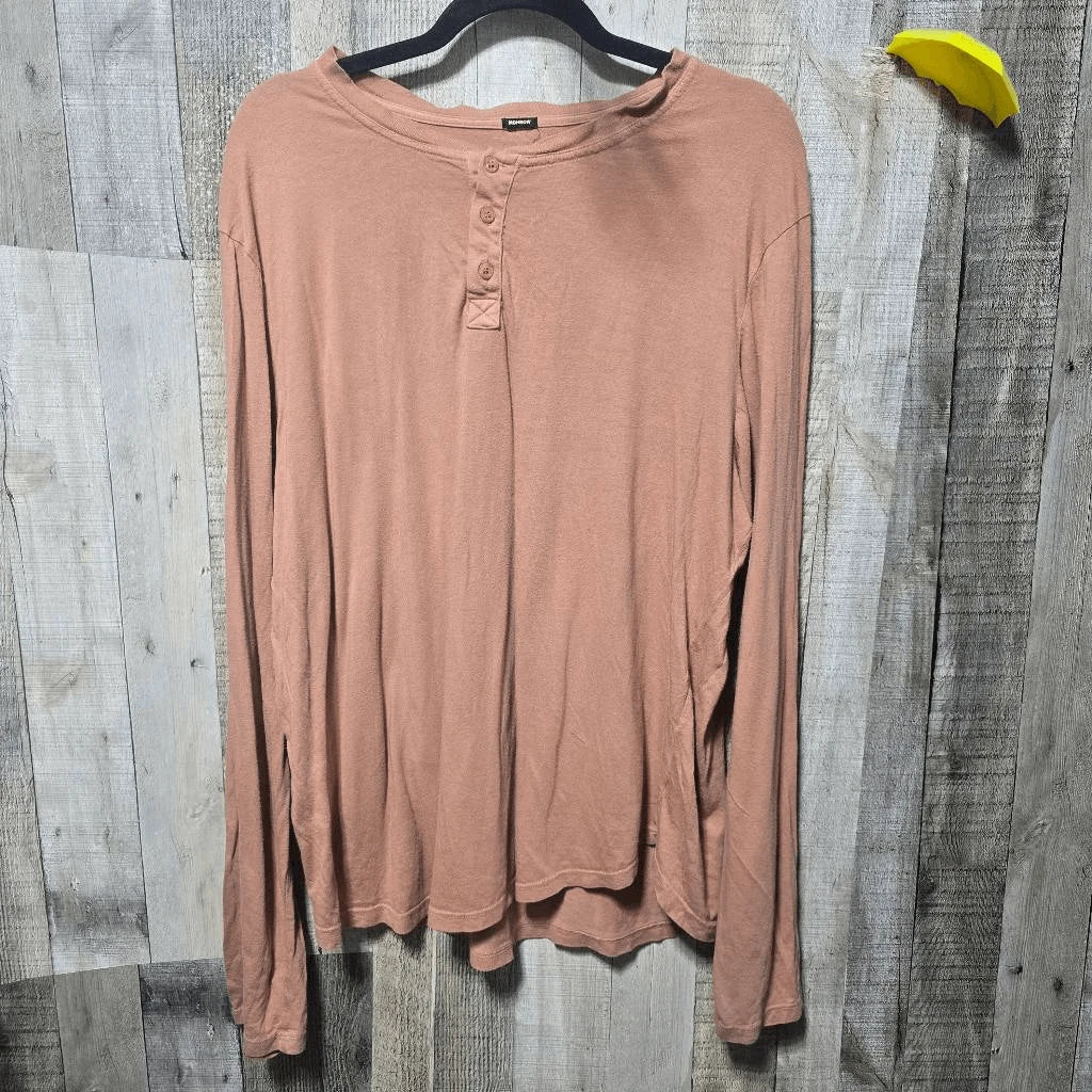 Monrow Supima Modal Blend Henley Tee XL Orange Tan Minimalist Athleisure Casual Unisex T-shirt, Sweatshirt, Hoodie, Long Sleeve Tee - T-Shirt, Sweatshirt, Hoodie
