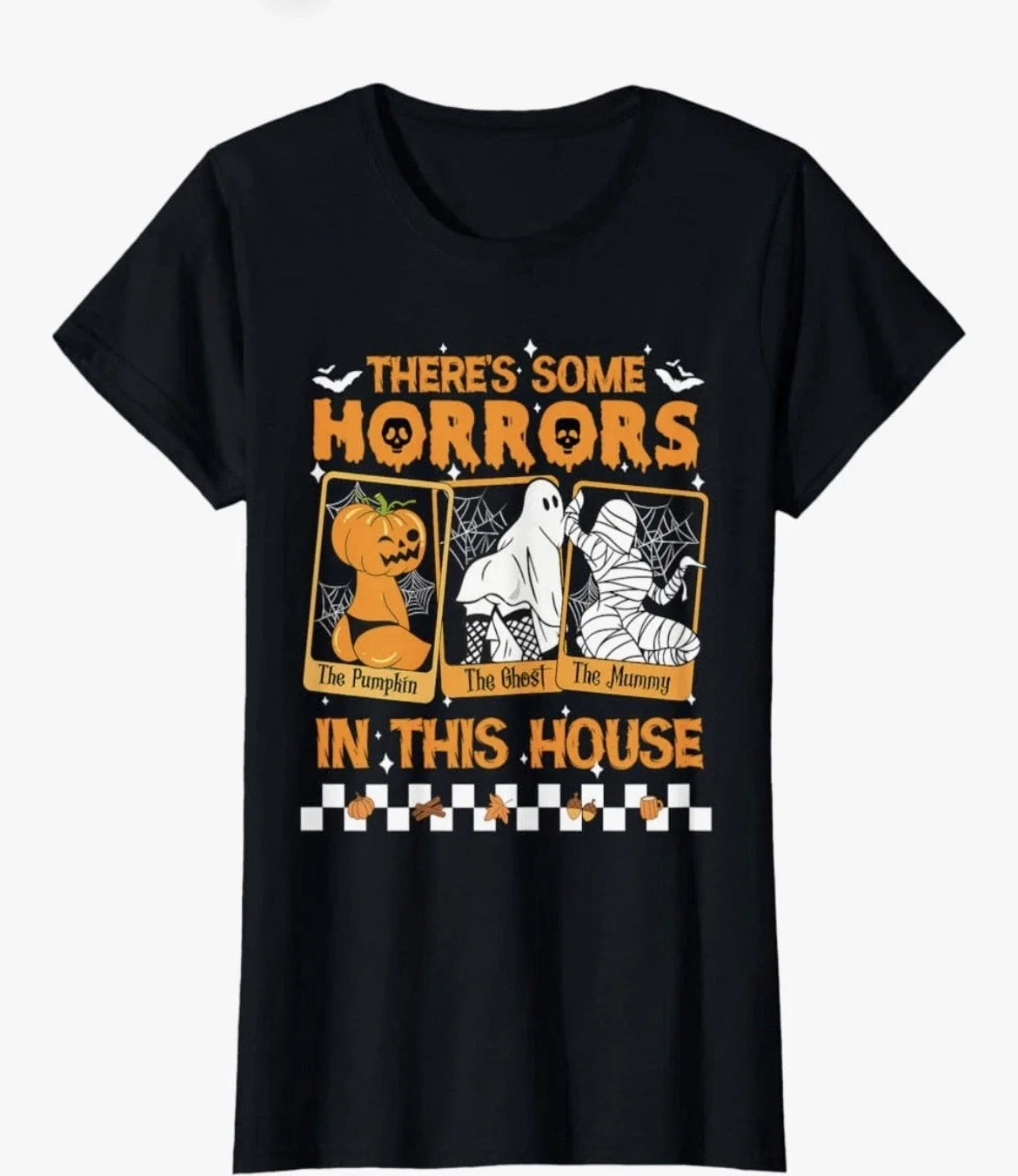 There's Some Horrors In This House Funny Halloween Male T-Shirt- 2XL Unisex T-shirt, Sweatshirt, Hoodie, Long Sleeve Tee - T-Shirt, Sweatshirt, Hoodie