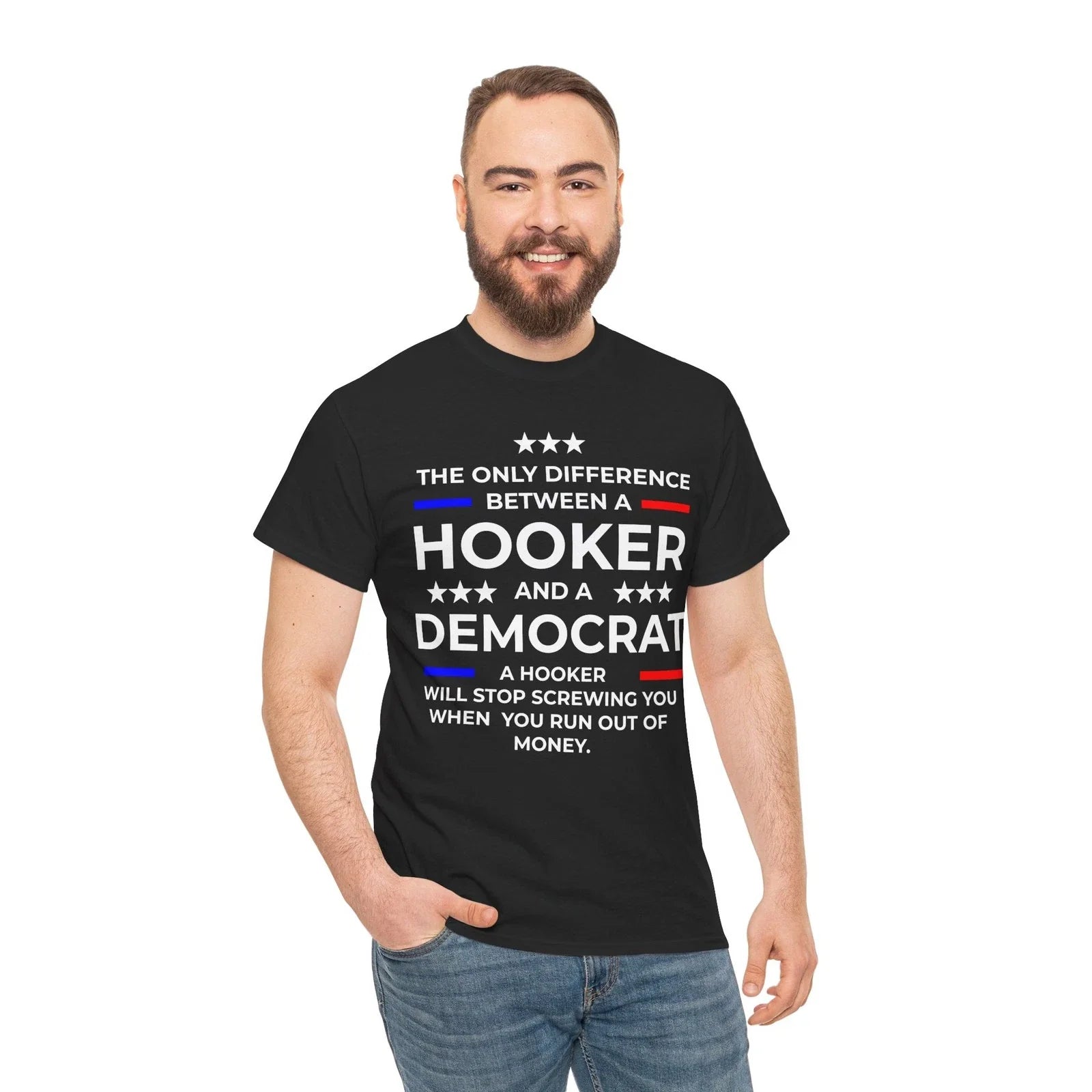 Difference Between A Hooker And A Democrat Unisex Short Sleeve Tee Unisex T-shirt, Sweatshirt, Hoodie, Long Sleeve Tee - T-Shirt, Sweatshirt, Hoodie