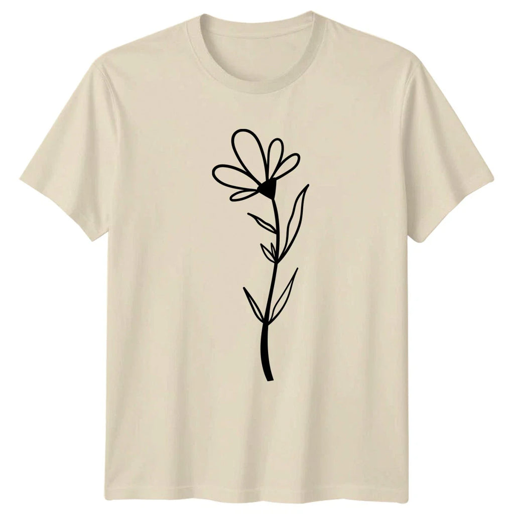 Minimalist Flower Outline T-Shirt Botanical Floral Birthday Gift For Him And Her Unisex T-shirt, Sweatshirt, Hoodie, Long Sleeve Tee - T-Shirt, Sweatshirt, Hoodie