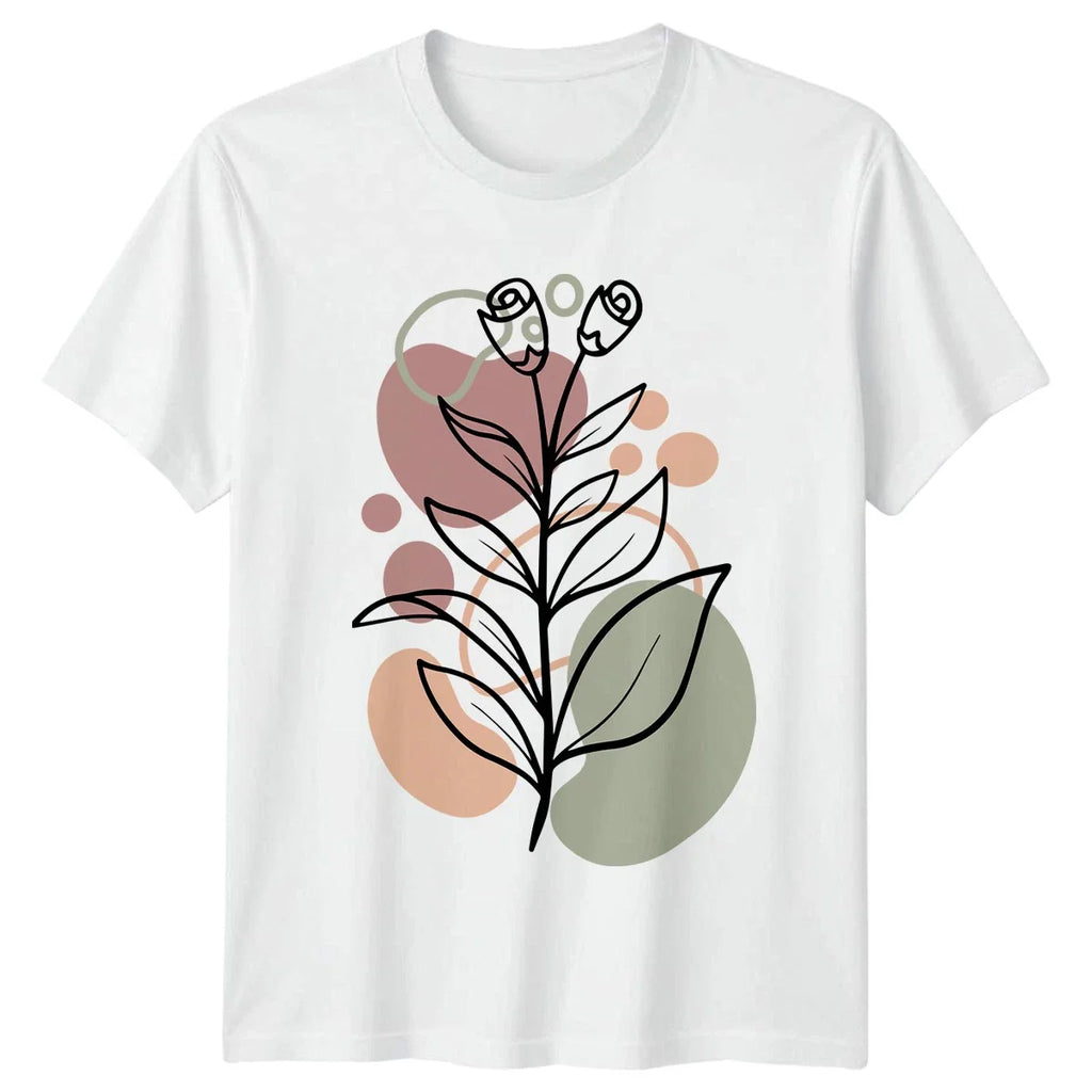 Minimalist Aesthetic Botanical Line Art Womens T-Shirt Abstract Boho Floral Unisex T-shirt, Sweatshirt, Hoodie, Long Sleeve Tee - T-Shirt, Sweatshirt, Hoodie