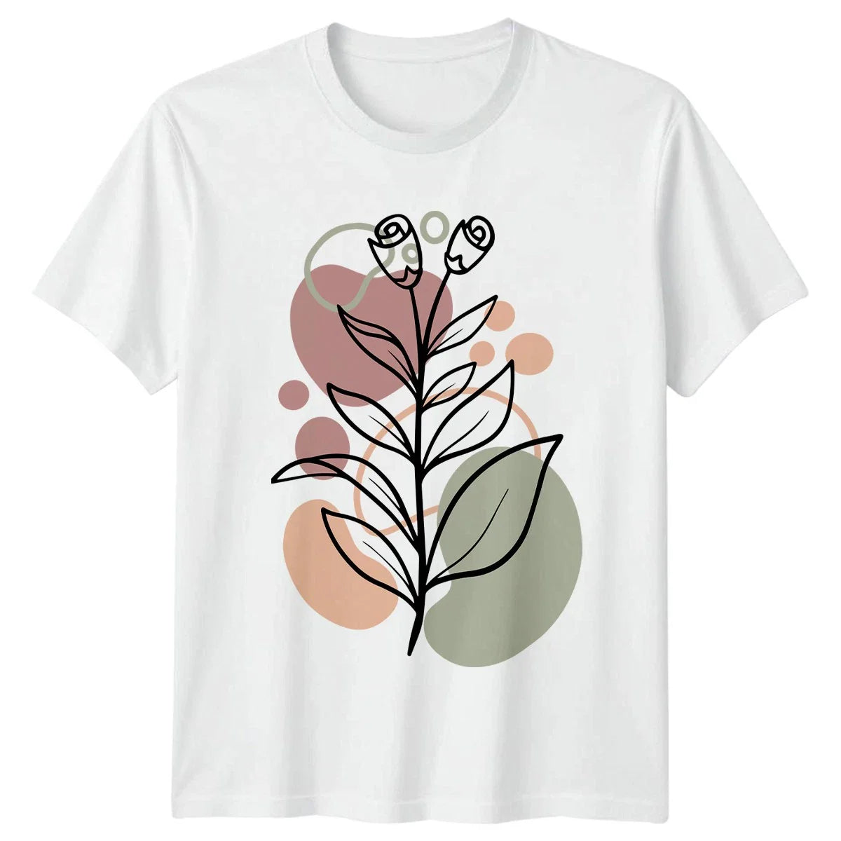 Minimalist Aesthetic Botanical Line Art Womens T-Shirt Abstract Boho Floral Unisex T-shirt, Sweatshirt, Hoodie, Long Sleeve Tee - T-Shirt, Sweatshirt, Hoodie