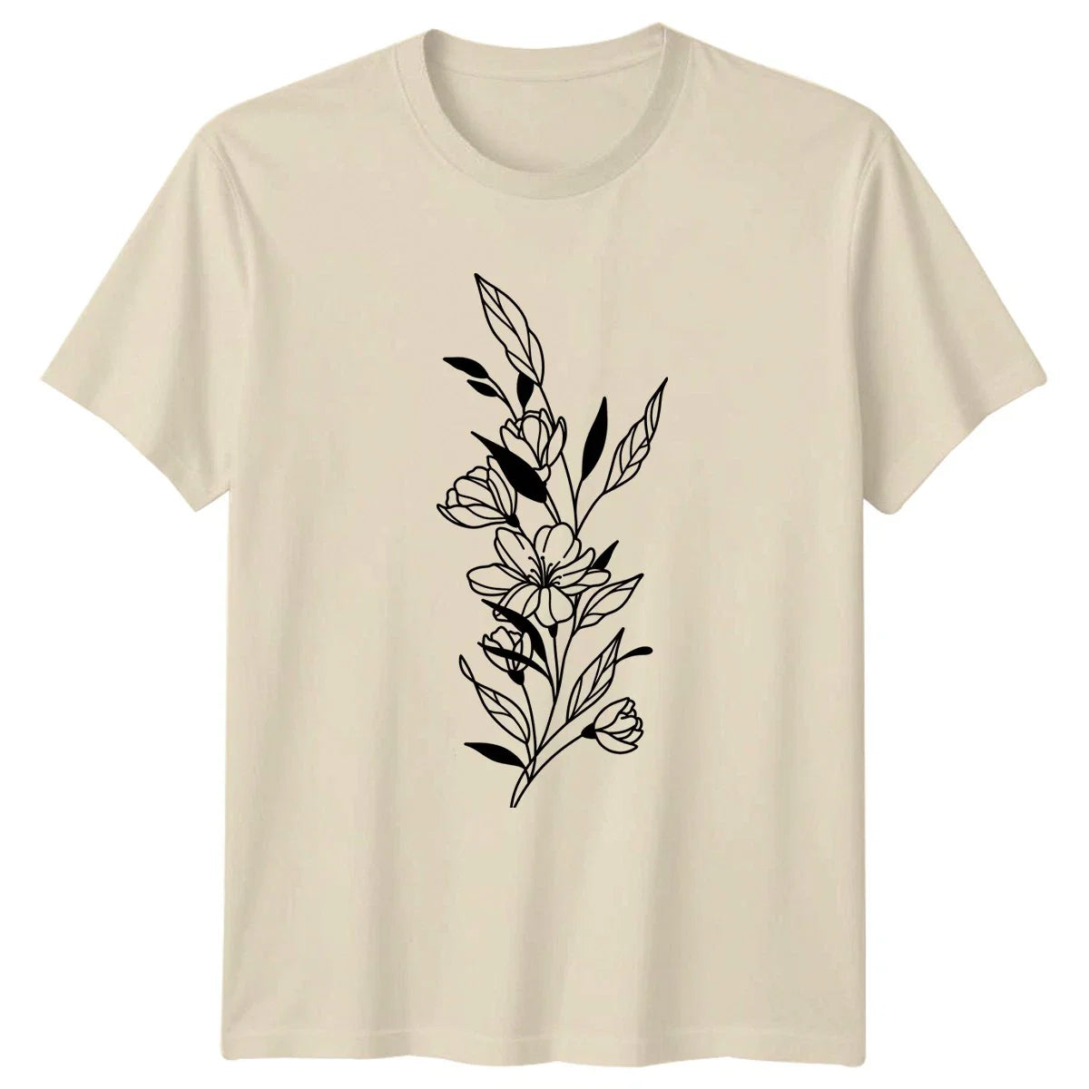 Minimalist Botanical Floral Outline Design T-Shirt Outline Art Floral Nature Unisex T-shirt, Sweatshirt, Hoodie, Long Sleeve Tee - T-Shirt, Sweatshirt, Hoodie