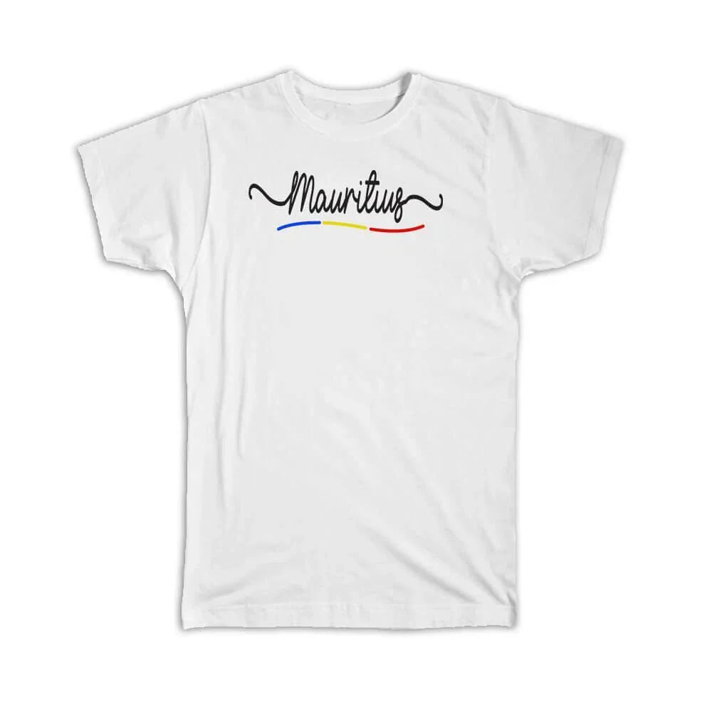 Gift T-Shirt : Mauritius Flag Colors Mauritian Travel Expat Country Minimalist Unisex T-shirt, Sweatshirt, Hoodie, Long Sleeve Tee - T-Shirt, Sweatshirt, Hoodie