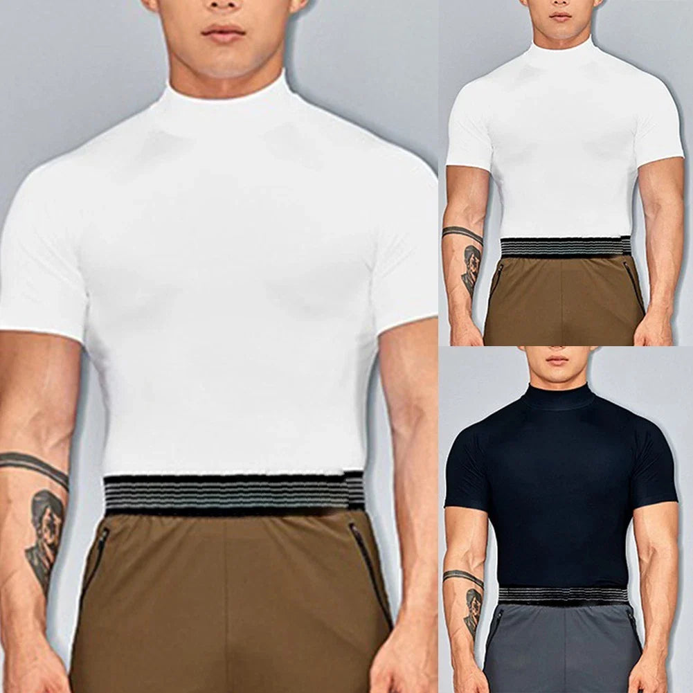 Trendy Mens T Shirt with Turtleneck and Short Sleeves for Active Lifestyle Unisex T-shirt, Sweatshirt, Hoodie, Long Sleeve Tee - T-Shirt, Sweatshirt, Hoodie