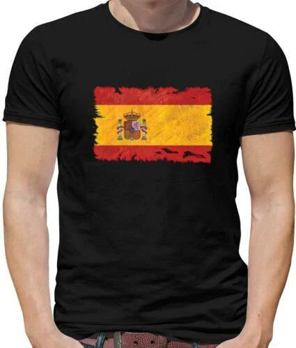 Men's Spain Grunge Flag T-Shirt - Madrid - Barcelona - Country - Travel Unisex T-shirt, Sweatshirt, Hoodie, Long Sleeve Tee - T-Shirt, Sweatshirt, Hoodie