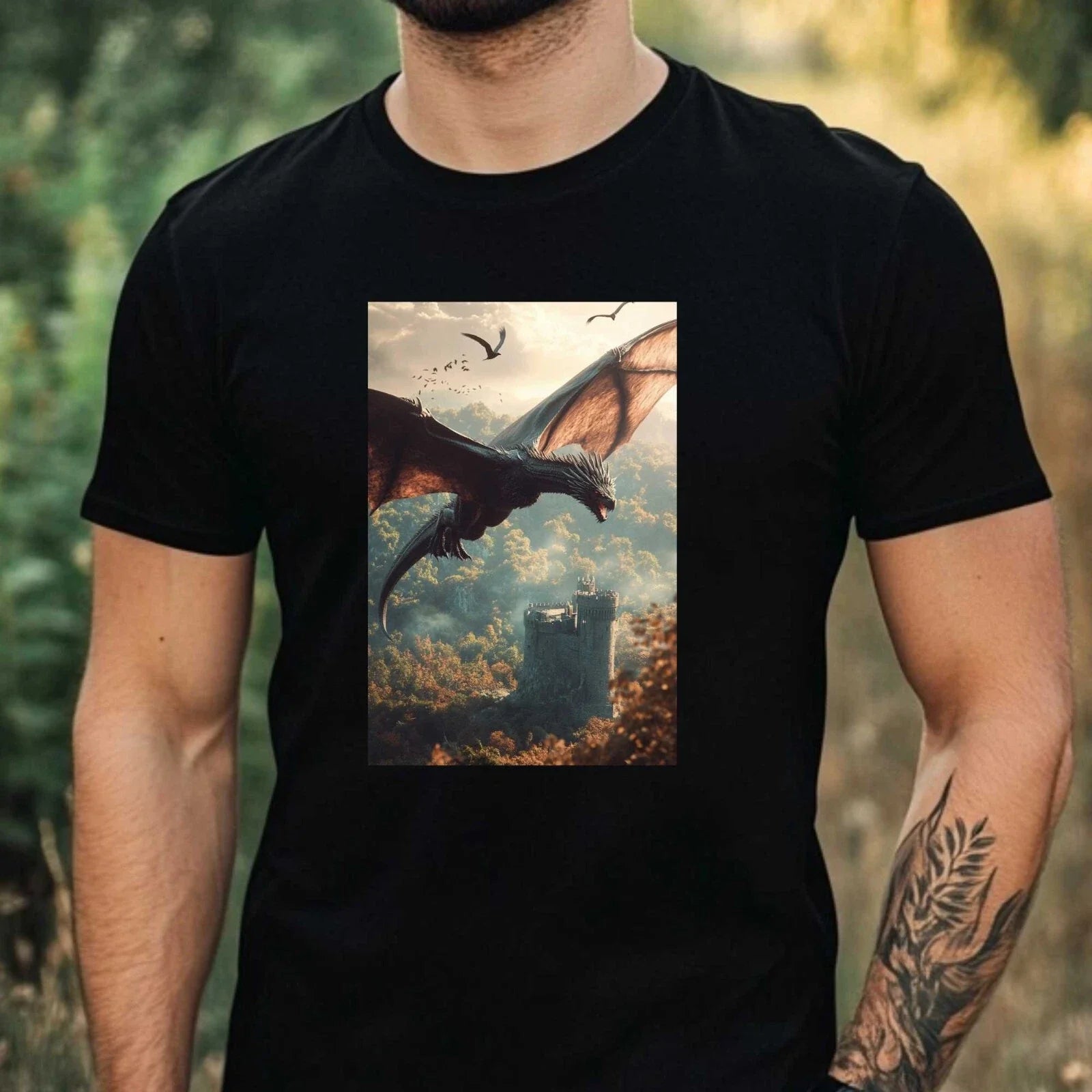 Mens Dark Dragon Motif Cotton T-Shirt Size XS to 5XL Unisex T-shirt, Sweatshirt, Hoodie, Long Sleeve Tee - T-Shirt, Sweatshirt, Hoodie