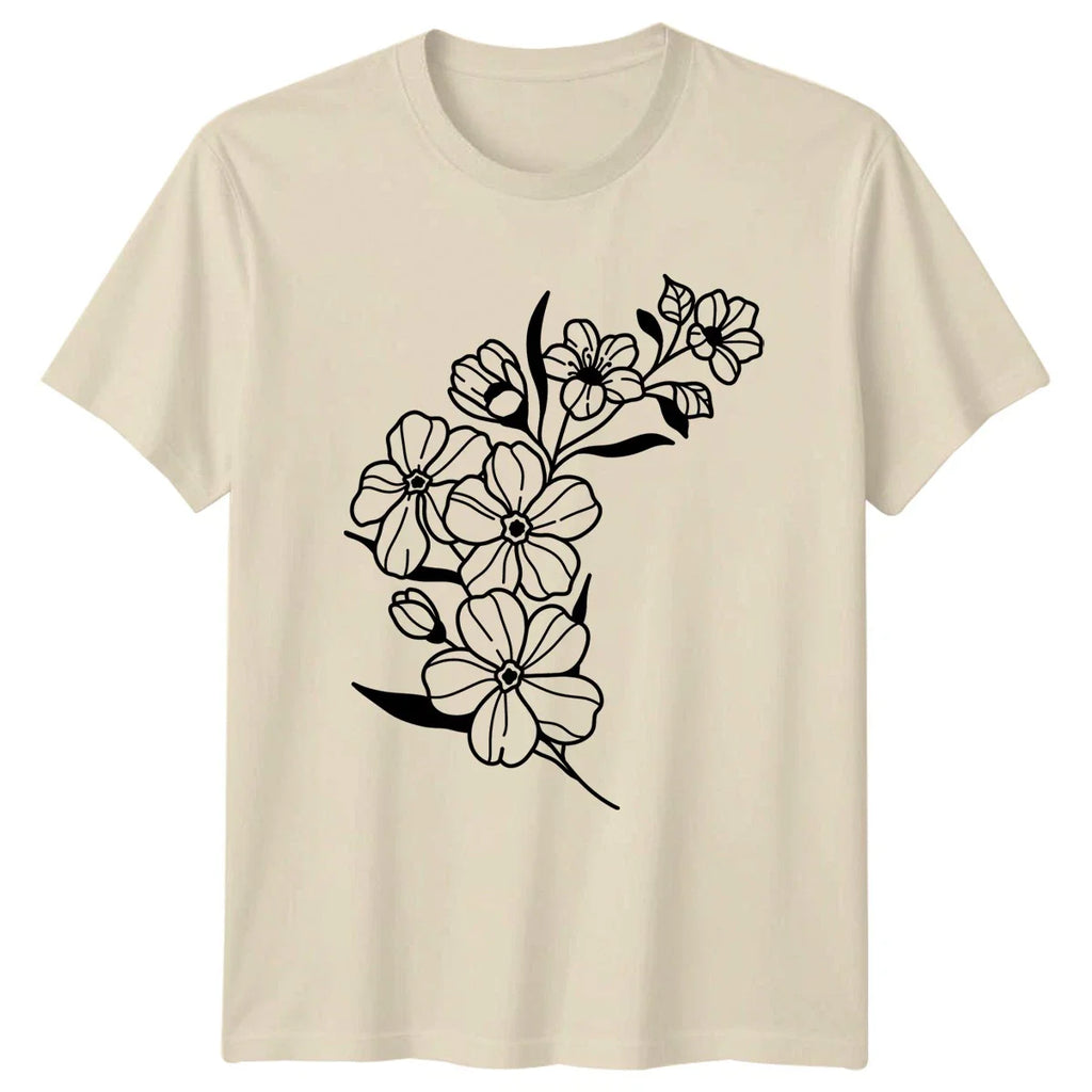Elegant Floral Outline Beautiful Nature T-Shirt Botanical Flower Birthday Unisex T-shirt, Sweatshirt, Hoodie, Long Sleeve Tee - T-Shirt, Sweatshirt, Hoodie