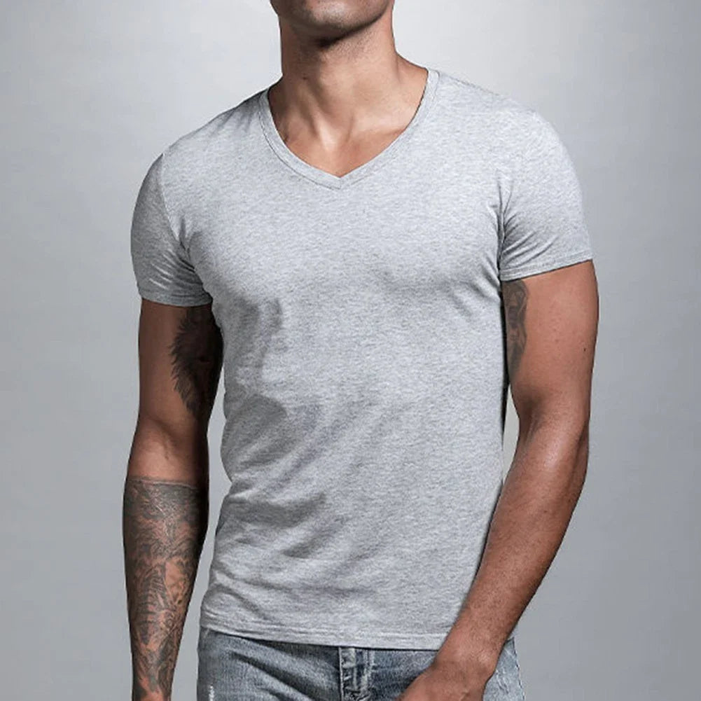 Trendy Black Man T Shirt Low Cut V Neck Comfortable Short Sleeve Pullover Unisex T-shirt, Sweatshirt, Hoodie, Long Sleeve Tee - T-Shirt, Sweatshirt, Hoodie