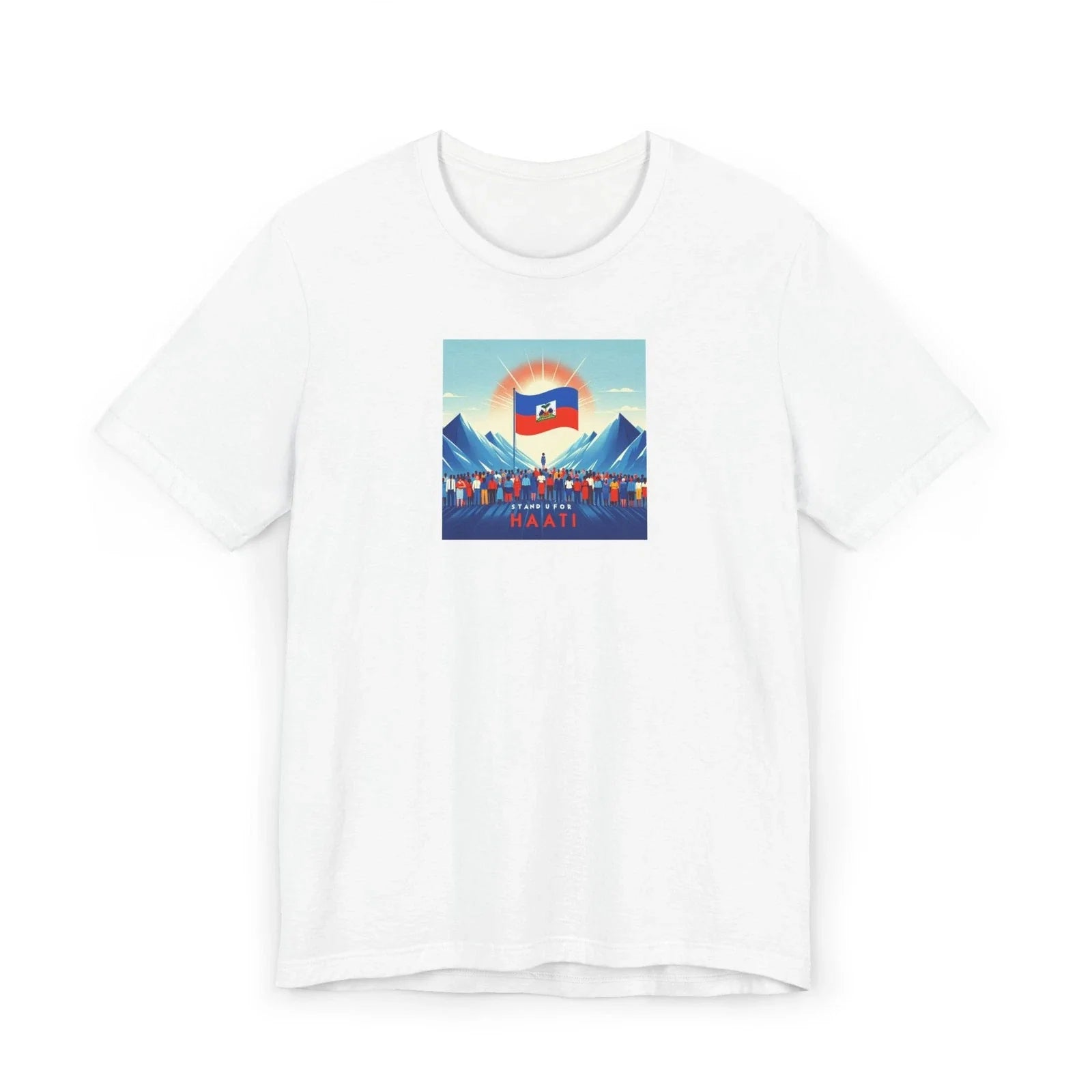 Haiti Flag Mountains Graphic T-Shirt | Caribbean Pride Unisex T-shirt, Sweatshirt, Hoodie, Long Sleeve Tee - T-Shirt, Sweatshirt, Hoodie