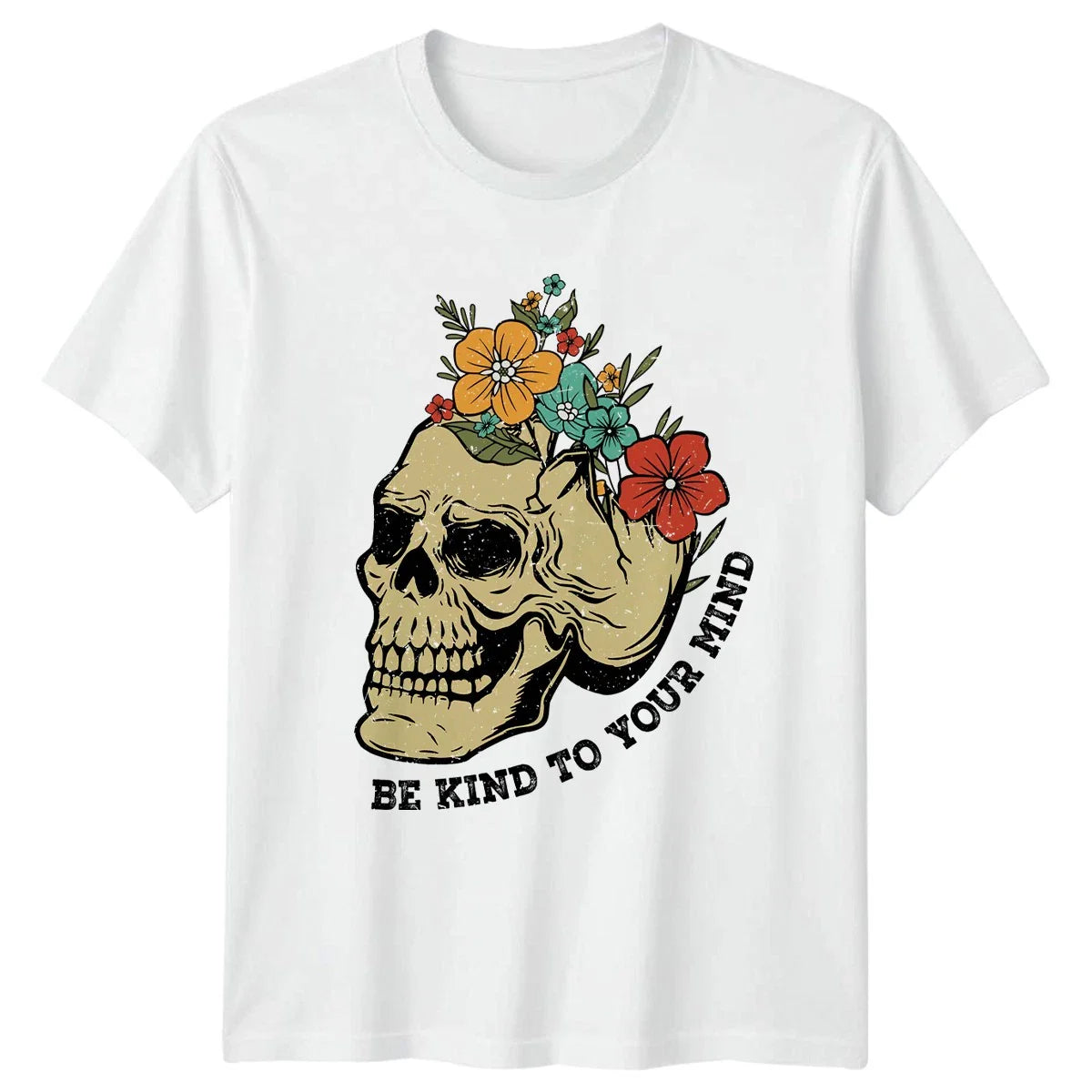 Be Kind To Your Mind Womens T-Shirt Floral Skeleton Gift For Her Unisex T-shirt, Sweatshirt, Hoodie, Long Sleeve Tee - T-Shirt, Sweatshirt, Hoodie