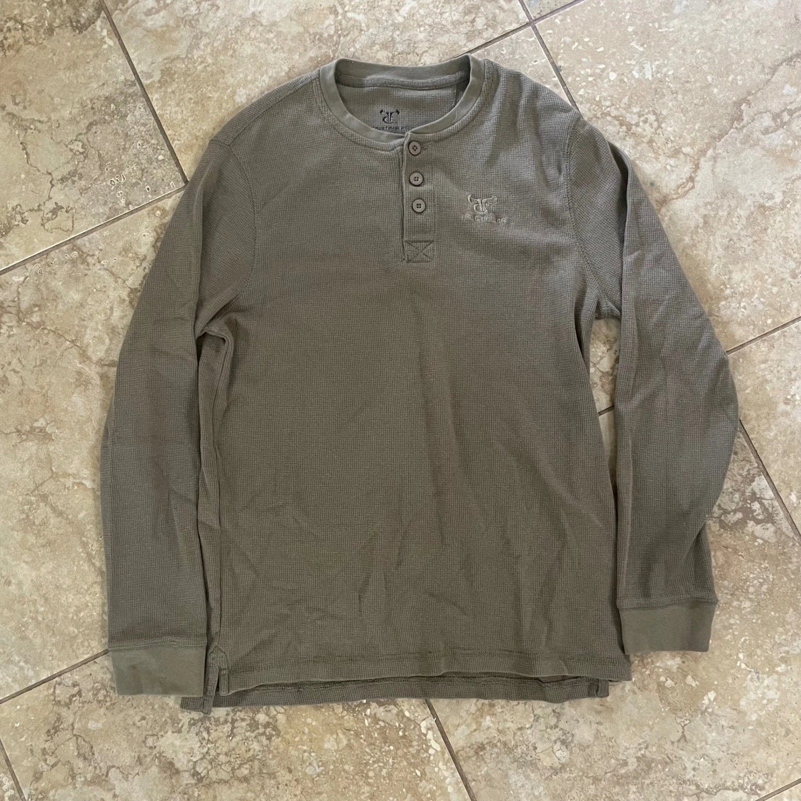 TrueTimber Mens Henley Shirt Large Olive Green Waffle Knit Long Sleeve Thermal Unisex T-shirt, Sweatshirt, Hoodie, Long Sleeve Tee - T-Shirt, Sweatshirt, Hoodie