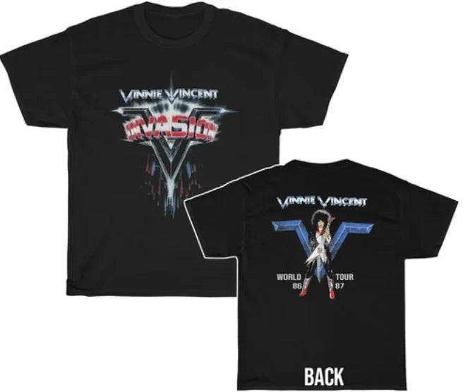 1986-87 Vinnie Vincent Invasion Two-Sided Classic Tour Tee Unisex T-shirt, Sweatshirt, Hoodie, Long Sleeve Tee - T-Shirt, Sweatshirt, Hoodie