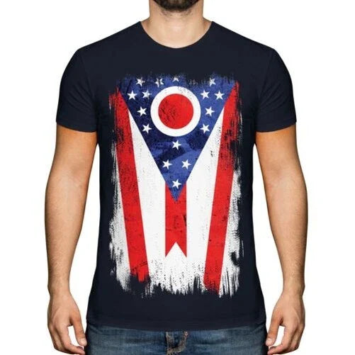 Ohio State Men's Grunge Flag T-Shirt Ohioan Jersey T-Shirt Gift Unisex T-shirt, Sweatshirt, Hoodie, Long Sleeve Tee - T-Shirt, Sweatshirt, Hoodie
