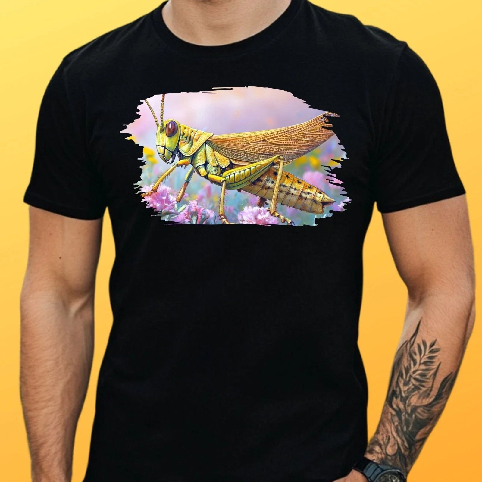 Mens Locust Motif Cotton T-Shirt Size XS to 5XL Unisex T-shirt, Sweatshirt, Hoodie, Long Sleeve Tee - T-Shirt, Sweatshirt, Hoodie