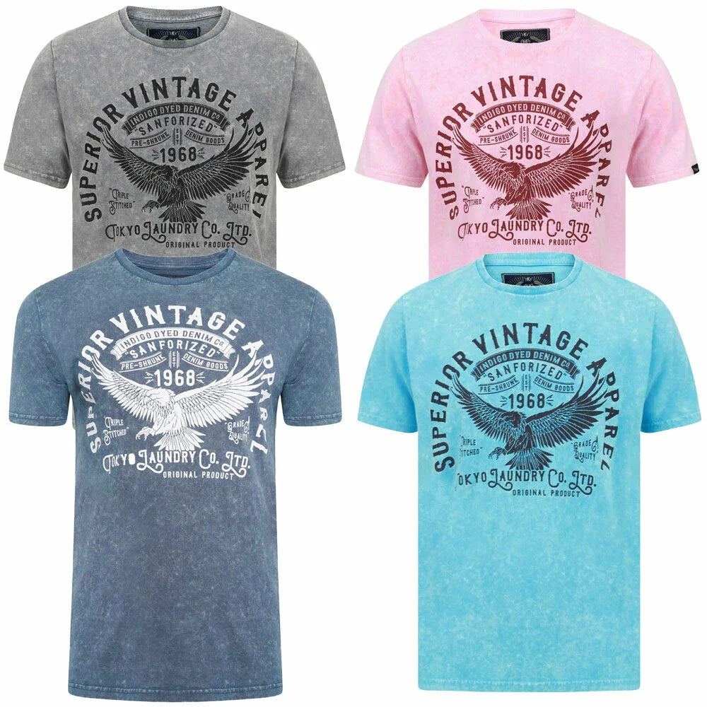Tokyo Laundry Men's Springfield Crew Neck T-Shirt Top Acid Wash Vintage Retro Unisex T-shirt, Sweatshirt, Hoodie, Long Sleeve Tee - T-Shirt, Sweatshirt, Hoodie